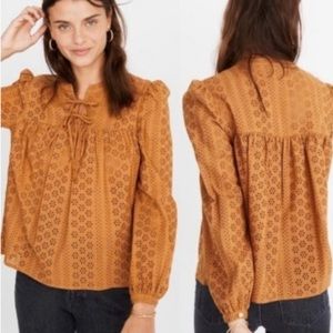 Madewell | Eyelet Double-Tie Peasant Top